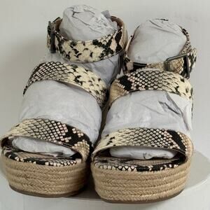 Snake Print Espadrille Wedge Sandals Platform Ankle Strap Summer Resort Size 8.5